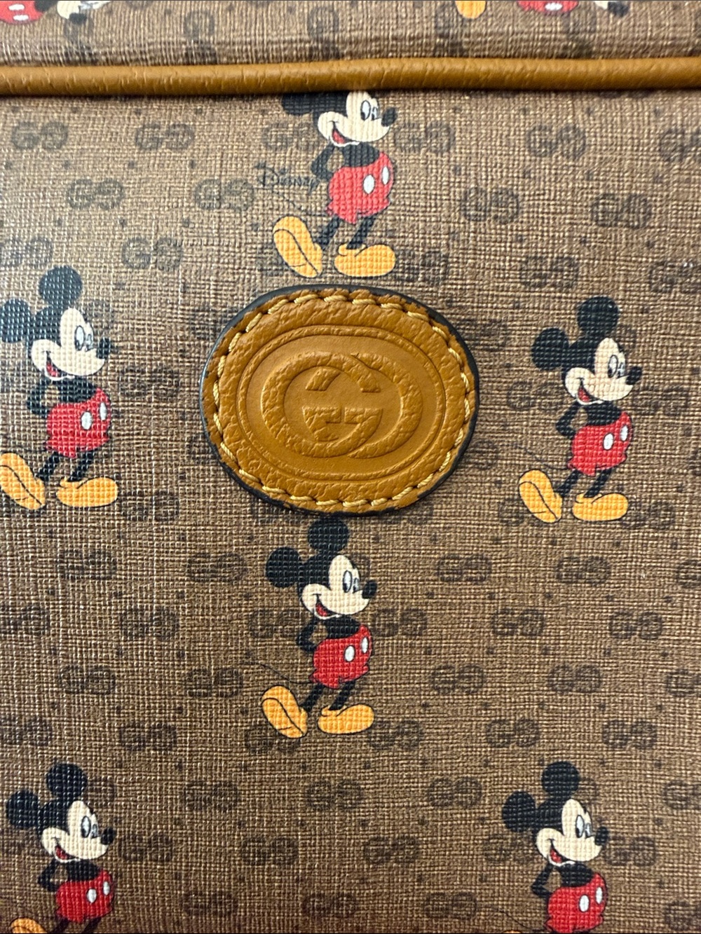 Disney Brown Mickey Canvas Crossbody Pouch - Picture 9 of 17